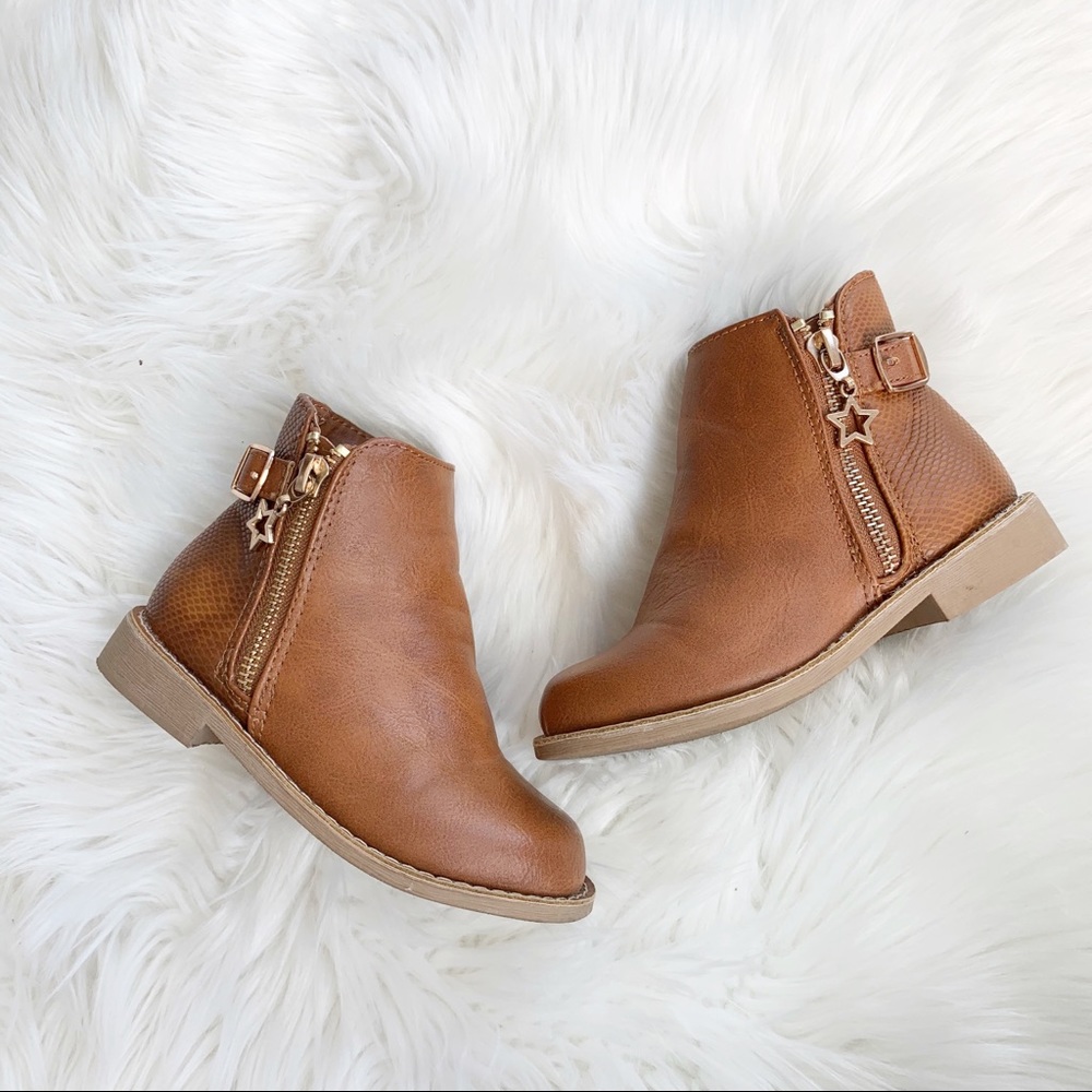 Primark Brown Star Zipper Ankle Booties Size 9 - Picture 1 of 5